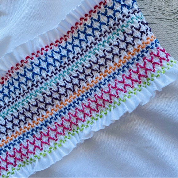 Bar III Smocked Plunging One-Piece Swimsuit - Picture 4 of 5